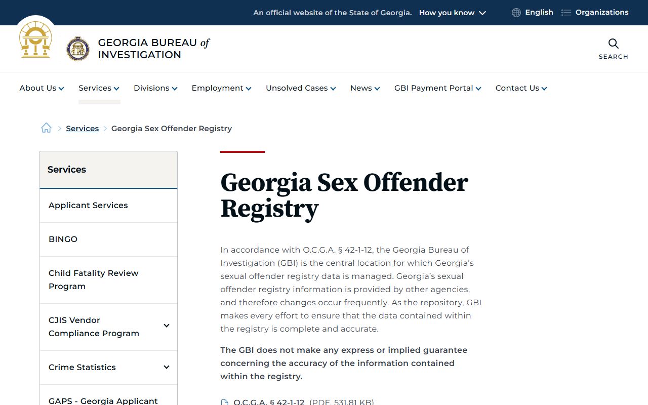 Fulton County arrest records GBI sex offender registry