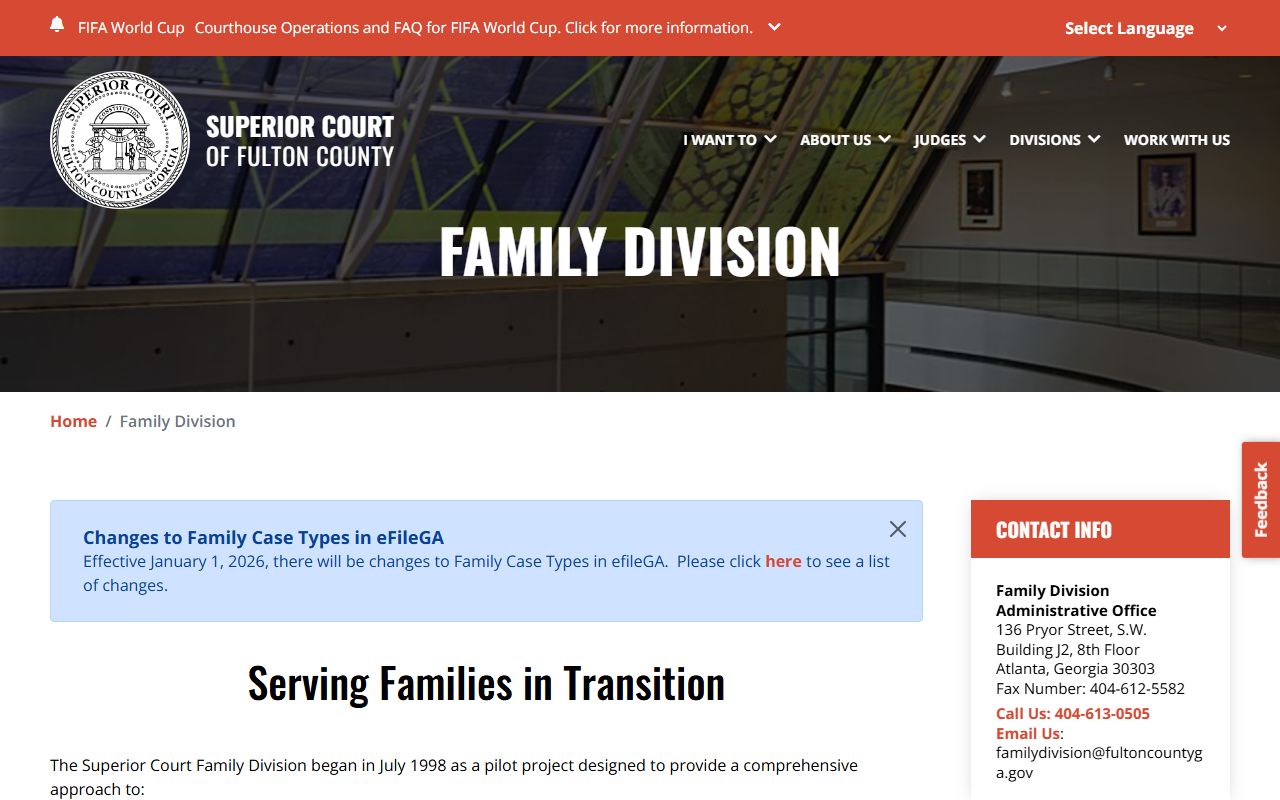 Fulton County court dockets Superior Court family division