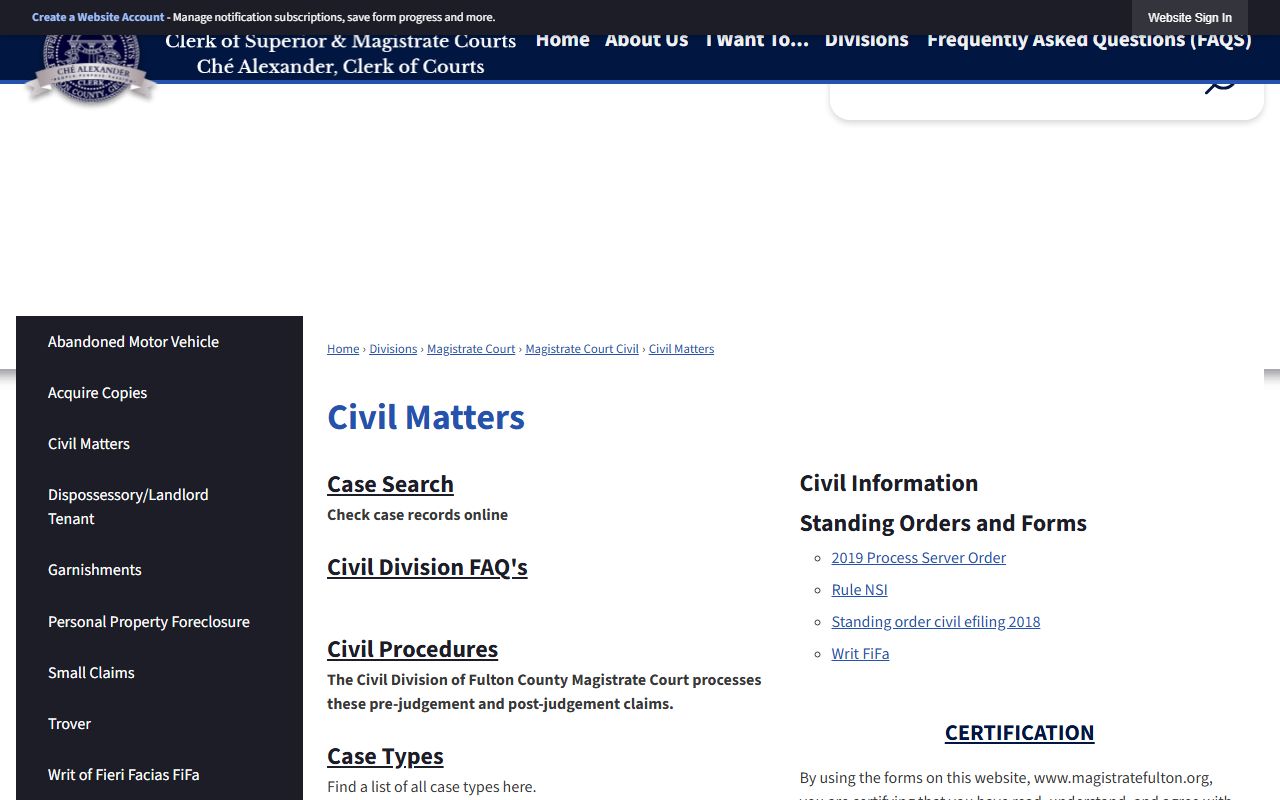 Fulton County criminal court records Clerk criminal matters
