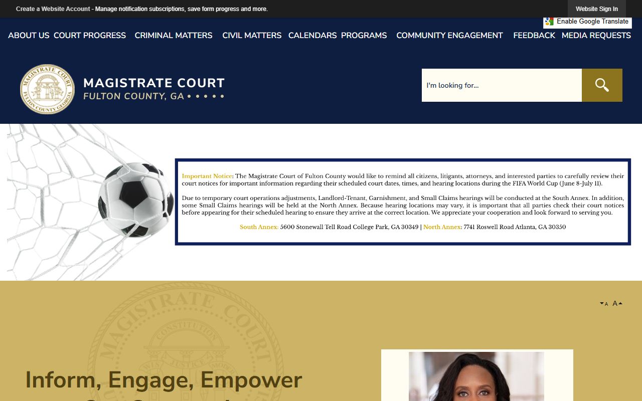 Fulton County Magistrate Court records for small claims warrants and first appearances
