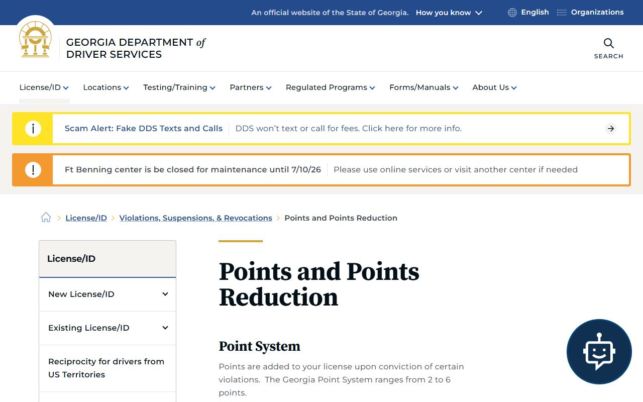 Fulton County traffic court records Georgia DDS points page