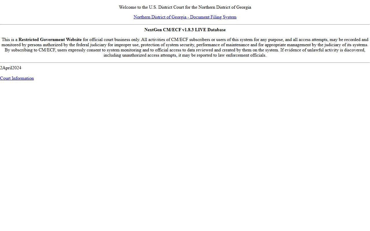Fulton County warrant records Northern District CM ECF