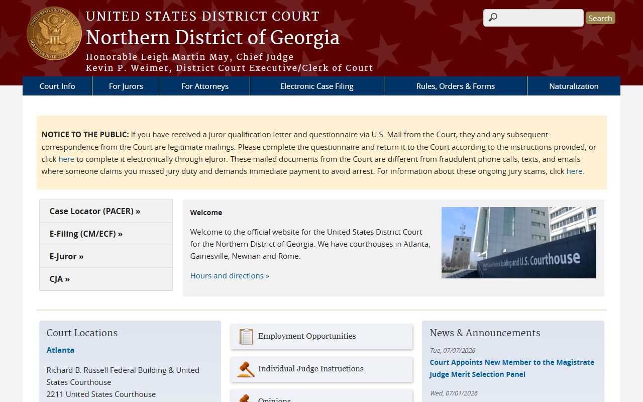 Fulton County warrant records Northern District federal court